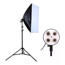 Kit Softbox 50x70 + E27 Quadruplo + Tripé 2 Metros