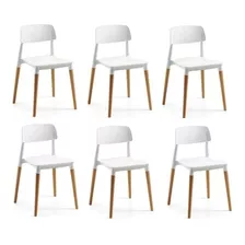 Pack 6 Sillas Nordicas Milan Madera Diseño Moderno Novara Color De La Estructura De La Silla Blanca