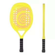 Raqueta De Tenis De Playa Amarilla De Fibra De Carbono Y Vid