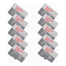 Kit 10 Cartão Memória Micro Sd Sandisk 256gb Ultra Classe10 