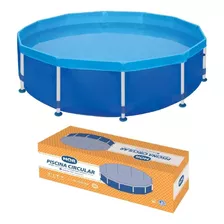 Piscina 4500l Estrutura Circular Aço Mor Para Verão Azul