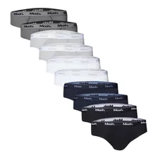 Kit Cueca Slip Básicas Cós Elástico 10 Peças Mash Oferta