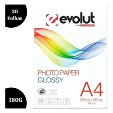 Papel Fotográfico Glossy A4 180g Brilhante Premium 20 Folhas