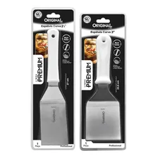 Kit 2 Espátulas Inox Lanche Curva Chapeiro E Cozinha