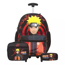 Kit Bolsa Mochila Naruto Rodinha Lancheira Infantil Promoção