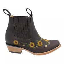 Bota Botín Para Mujer 250 Piel Girasoles Vaquero