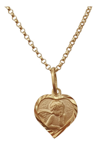Pingente Vivara Medalha Coração Anjo Da Guarda Ouro 18k 750 Amarelo