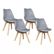 Set 4 Sillas Eames Tulip Asiento Acolchado Minimalista