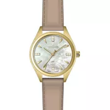 Relogio Technos Feminino Dourado Social De Couro 2036msb/0b