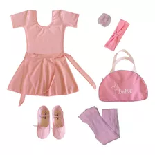 Kit Uniforme Roupa De Ballet 7 Itens Bale Infantil Rosa