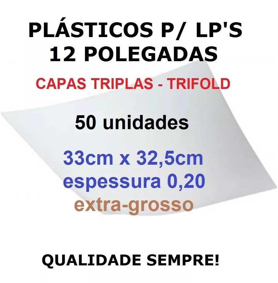 50 Plásticos P/ Capas Triplas Trifold 0,20 Grossos Lp Vinil