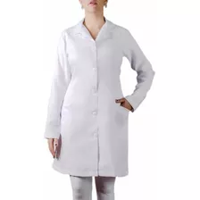 Jaleco Branco Feminino Acinturado Modelo Enfermagem 2 Bolsos