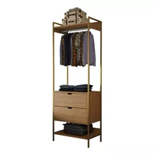 Closet Industrial Dourado Modular Com 2 Gavetas E Cabideiro