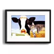 Quadro Fazenda Vaca Gato Animal Pet Arte Decoracao Paspatur