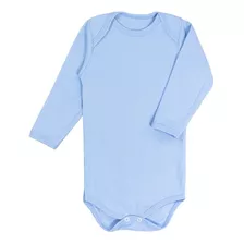 Body Infantil Longo Suedine 100% Algodão Azul Claro