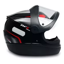 Capacete Automatico Fw3 N56 Preto Com Vermelho