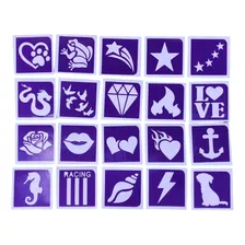  Stencil Autoadhesivo Para Glitter Tatoo 20 Unidades