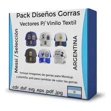 Pack Plantillas Vector Gorras Vinilo Editables Messi Mundial