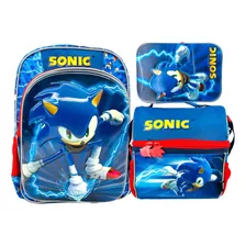 Mochila, Lonchera Y Lapicera Sonic Original Primaria Ruz Md 5