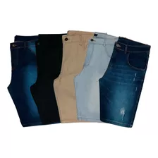 Kit 5 Bermuda Jeans Masculina Colorida Plus Size Extra Xgg