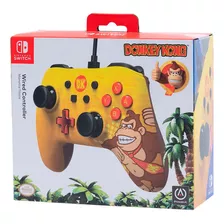 Mando Power A Con Cable Para Switch Donkey Kong Edicion Color Amarillo