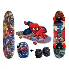 Skate Infantil Homem Aranha Com Kit Proteção 