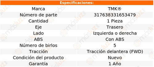 1- Maza Trasera Izq/der Con Abs Astra L4 2.4l 04/06 Tmk Foto 2