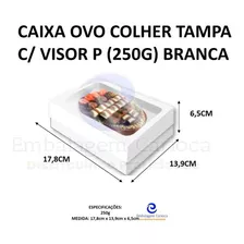 Caixa Ovo Colher Tampa C/ Visor P (250g) Branca C/6