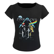 Camiseta Blusa Feminina Baby Look Banda Pink Floyd Melting