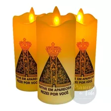 Kit 3 Velas Virtuais De Nossa Senhora Aparecida 