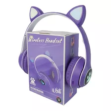 Audifonos Diadema Bluetooth, Micro Sd, Cat Gato Morado