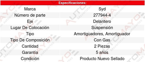 2 Amortiguadores Suspension Gas Delantero Outlook 07/10 Foto 3