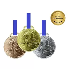 Kit 50 Medalhas Metal 35mm Futebol - Ouro Prata Bronze