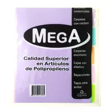 Separador Materias Mega N°3 Polipropileno Colores Pastelx5