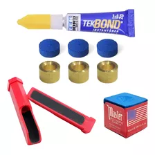 Kit Reparo Para Solas De Tacos De Sinuca Com Virola Metal