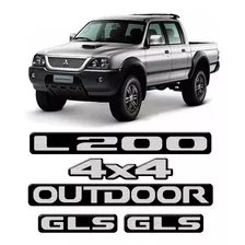 Kit Emblema Adesivo L200 4x4 Outdoor Gls Mitsubishi Resinado