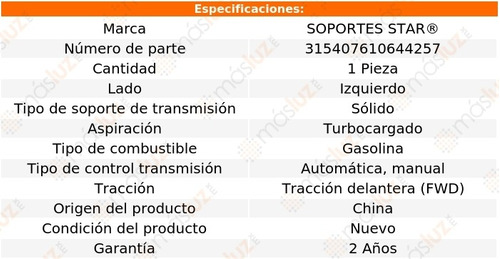 1) Soporte Transmisin Izquierdo 850 5 Cil 2.3l Turbo 96/97 Foto 2