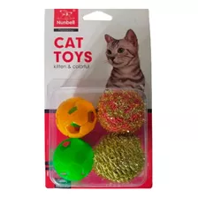 Kit Paquete De Juguete Para Gato 4 Pelotas Varios Colores