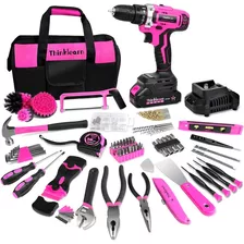 Kit De Herramientas Con Taladro Inalámbrico Rosa De 20v