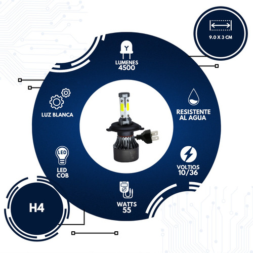 Kit De Led 4 Caras G17 Cob 7600lm 6500k Varias Medidas Foto 3
