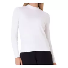 Blusa Feminina Seiki Tricot Gola Alta Branco Off - 83040