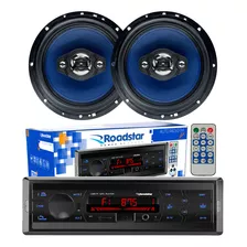 Kit Som Carro Radio Mp3 Bluetooth Usb + 2 Auto Falante 6 Pol