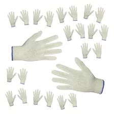 Kit 12 Pares De Guantes Puño Elástico Blancos Talla Grande