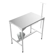 Mesa Veterinária Atendimento/ Cirúrgica 100% Inox Com Balde