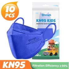 10 Pzas Cubrebocas Cubre Bocas Kn95 Infantil Niñas Y Niños Color Azul Real