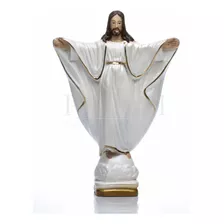 Imagem De Cristo De Braços Abertos 30cm Oxalá Branco Pérola 