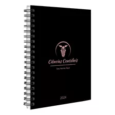 Agenda Planner 2024 Personalizada Profissões Preto Rose Gold