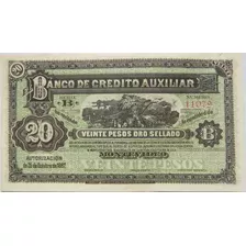 Tp 1887 Banco Crédito Aux. $20 Oro Sellado Impecable Estado.