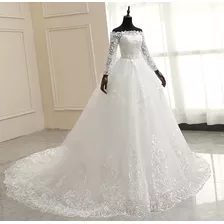 Vestido De Noiva Princesa Lindo Cauda Longa Barato 'e02'