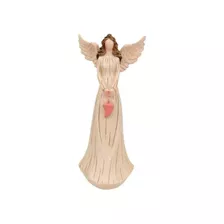 Anjo Com Coração Nude Barroco 23x12x7cm Estátua Decorativa G